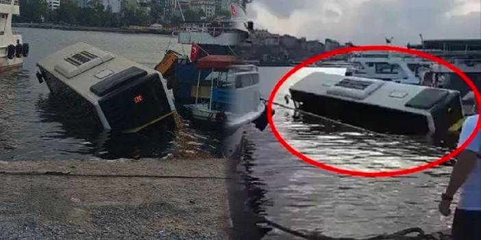 İstanbul'da Halk Otob&uuml;s&uuml; Denize D&uuml;şt&uuml;