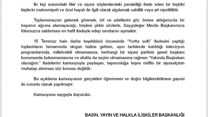 İsmail Kahraman, Meral Akşener'e TBMM Kurumsal kimliği kullanarak cevap verdi!