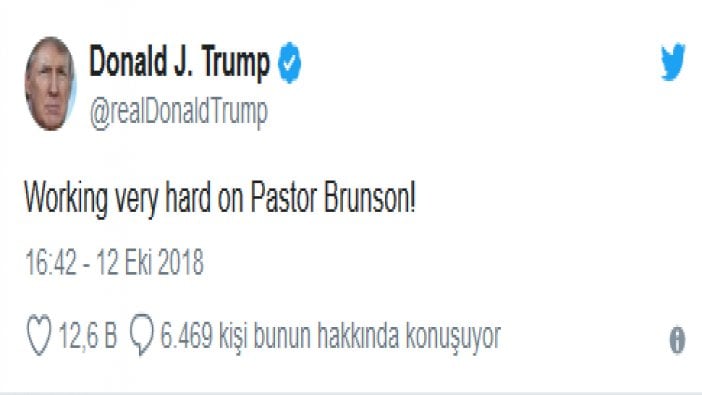 Trump’tan rahip Brunson açıklaması