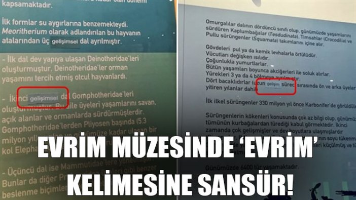 Evrim müzesinde ‘evrim’ kelimesine sansür!