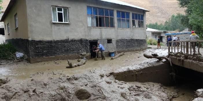 Yüksekova'da Yağışın olmadığı köyü, yayladan gelen su bastı