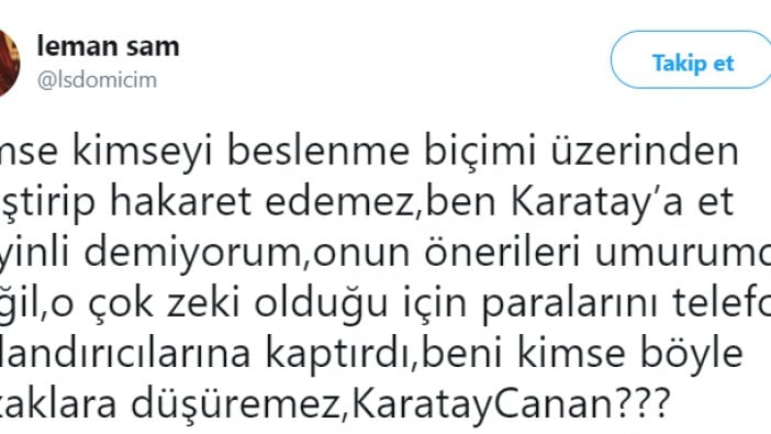 Leman Sam'dan Canan Karatay'a imalı yanıt