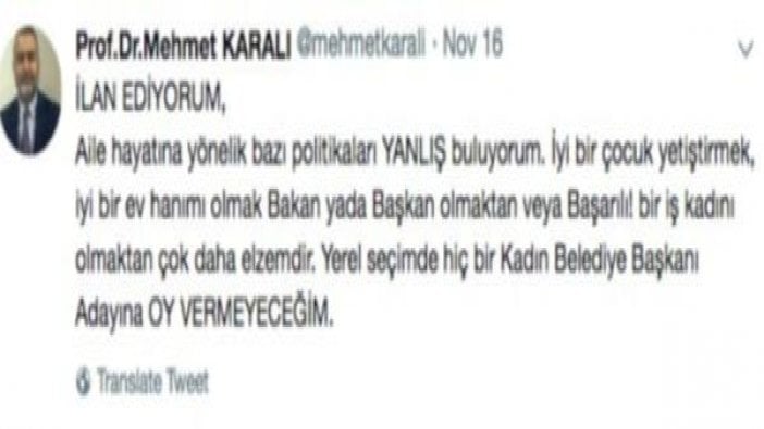 Bunu diyen bir akademisyen: Seçimde kadınlara oy vermeyeceğim