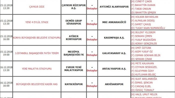 Dev maçların hakemleri belli oldu