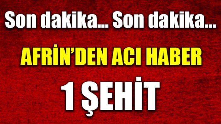 Afrin’den acı haber: 1 şehit