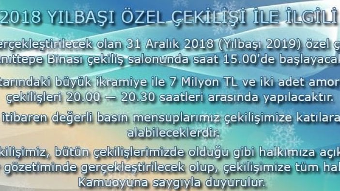 Milli Piyango çekiliş sonuçları erkene alındı!