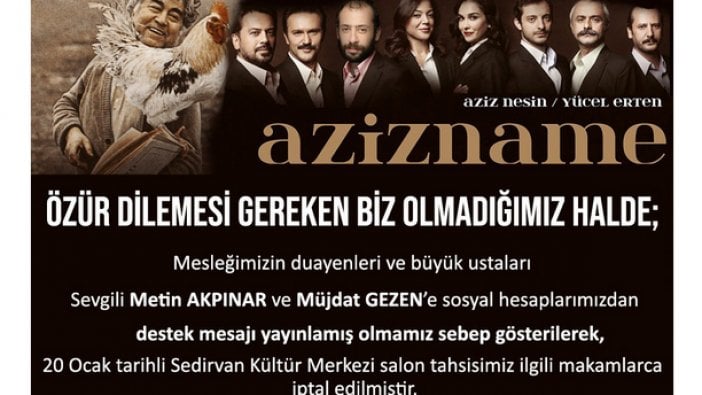 AKP'li belediyenin Müjdat Gezen ve Metin Akpınar korkusu!