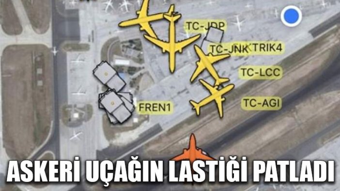 Askeri uçağın lastiği patladı