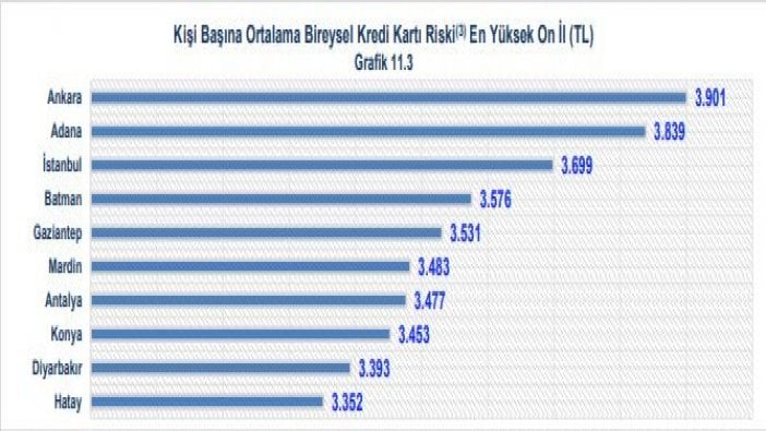 Kredi kartı borçlarında en riskli il hangisi?