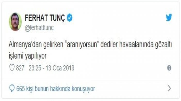 Ferhat Tunç gözaltına alındı