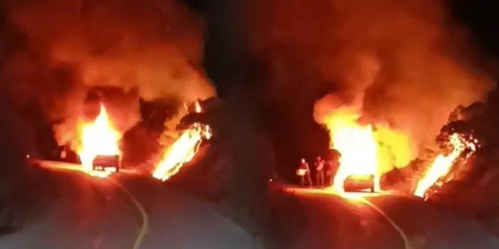 Seyir Halindeki Araç Alev Alev Yandı!