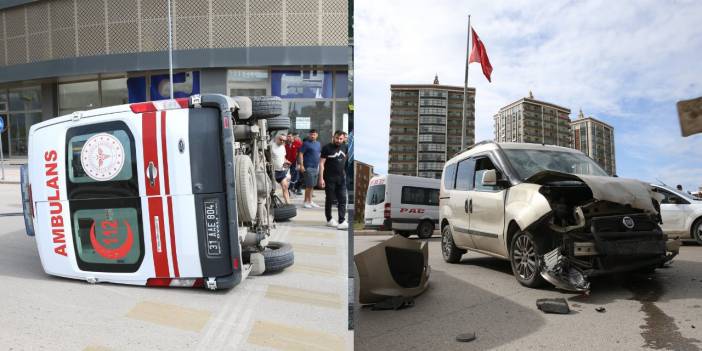 Hatay'da Korkunç Kaza: Araçla Çarpışan Ambulans Devrildi! 2 Yaralı