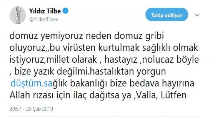 Yıldız Tilbe’den çok konuşulacak ‘Domuz gribi’ yorumu