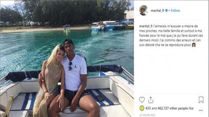 Anthony Martial ihanet sonrası nişanlısından özür diledi!