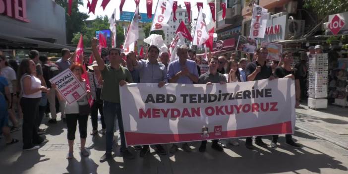 İzmir'de  TGB üyelerinden açıklama.  Amerikan gemisinin katil sürüsüne çuval geçirdik