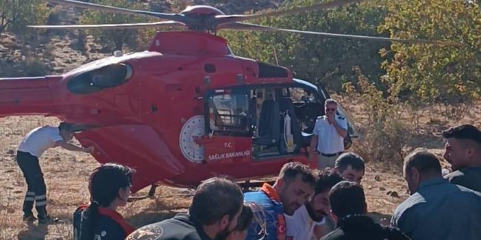 Ağaçtan düşen 60 yaşındaki vatandaş ambulans helikopterle kurtarıldı