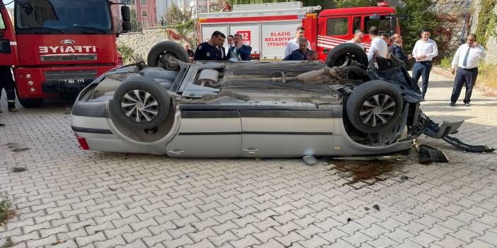 Okul bahçesine düşen otomobilin sürücüsü yaralandı