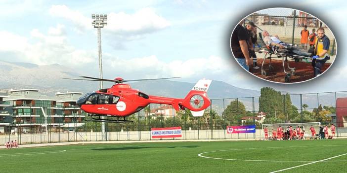 Ödemiş'te maçın ortasında sahaya helikopter indi. Kriz geçiren Dağlı İzmir'e yetiştirildi