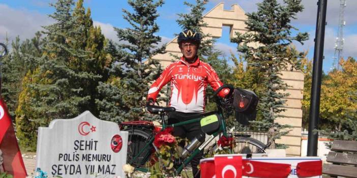 Şehit polis Şeyda YIlmaz için bin kilometre pedal çevirdi