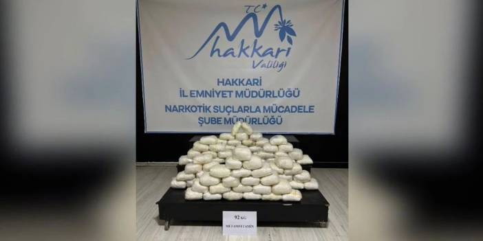 Hakkari'de 92 kilogram metamfetamin ele geçirildi