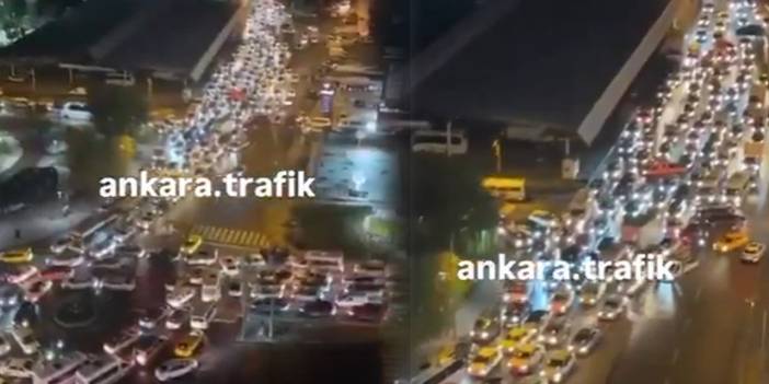 Ankara'da oluşan yoğun trafik dikkat çekti