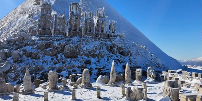 Kar yağdı Nemrut Dağı beyaza büründü