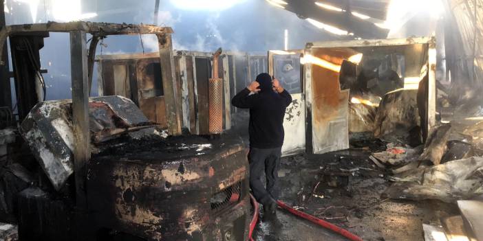 Tekirdağ'da konteyner üreten işletmede yangın