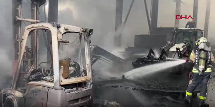 Fındık kabuğundan kömür üretilen fabrikada yangın