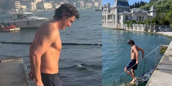 İbrahim Kutluay buz gibi havada parktan denize girdi