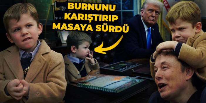 Elon Musk'ın oğlunun Oval Ofis halleri: Babasının oğlu dedirten kareler! Burnunu karıştırıp masaya sürdü