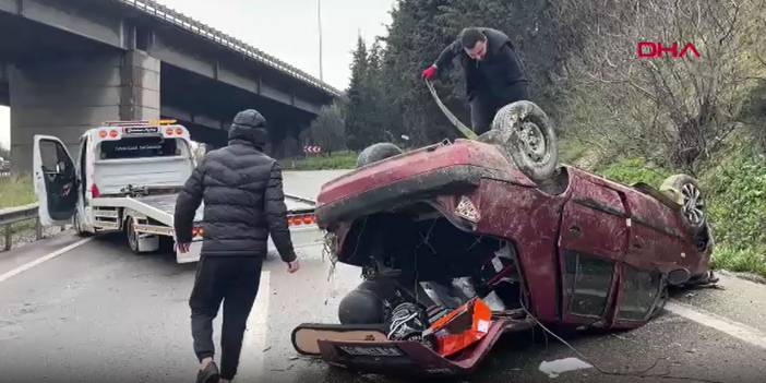 Takla atan otomobilin sürücüsü yaralandı