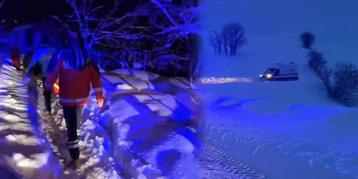 Yolu kardan kapanan köydeki hasta kurtarıldı