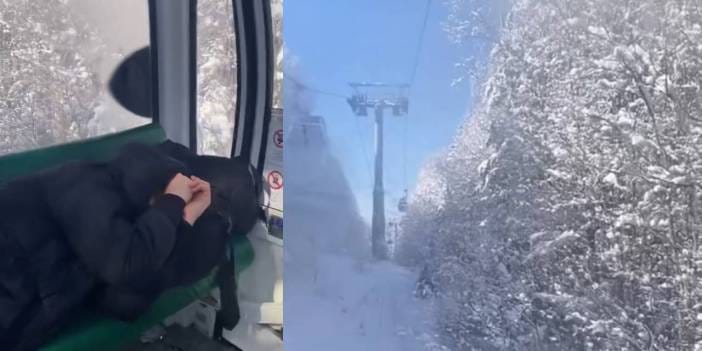 Teleferikte mahsur kalan tatilciler kurtarıldı