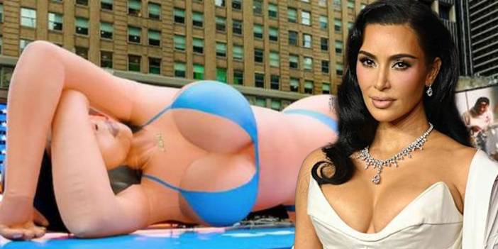 Bikinili Kim Kardashian Times Meydanı’nı ele geçirdi: Tam 18 metre!