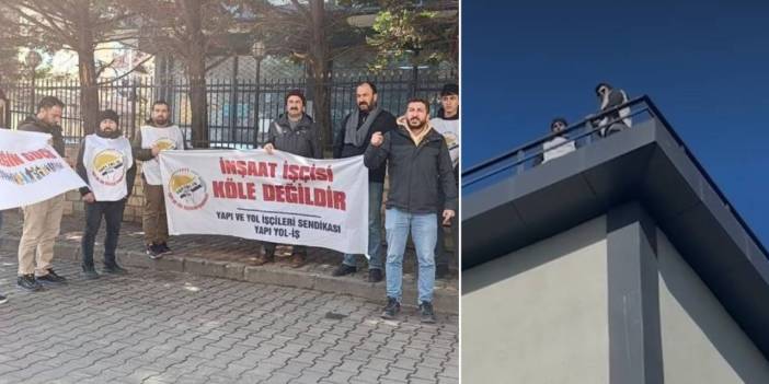 İşçiler haklarını alabilmek için çatıya çıktı