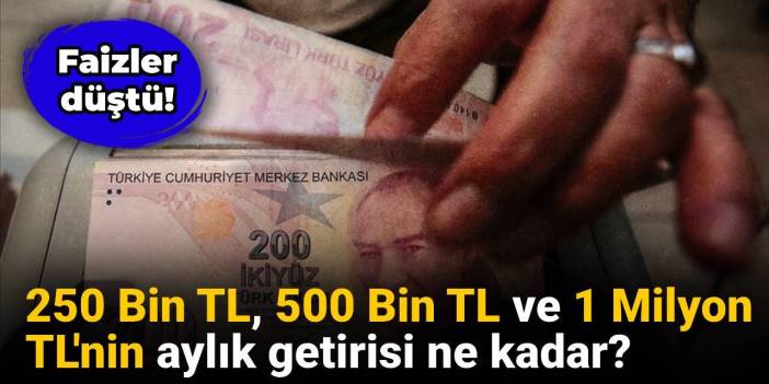Faizler düştü! 250 bin TL, 500 bin TL ve 1 milyon TL'nin aylık getirisi ne kadar?