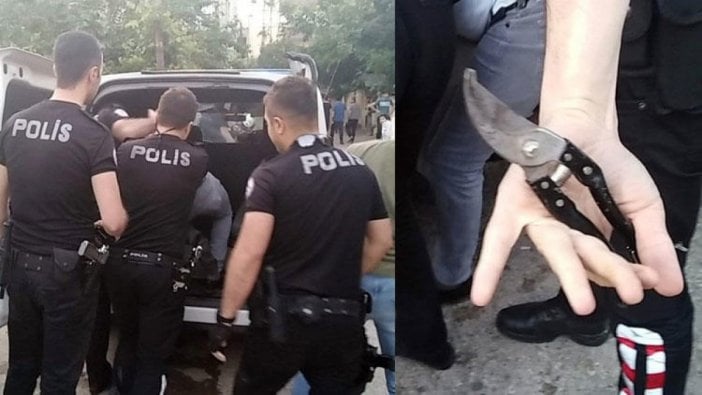 Komşu kavgasında mahalle karıştı! Polislere bağ makası ile saldırdı