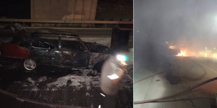 Seyir halinde otomobil alev alev yandı