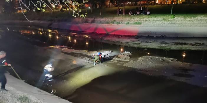 Porsuk Çayı'na düşerek balçığa saplandı