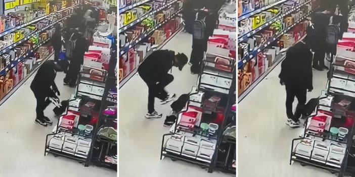 Beğendiği ayakkabıyı giydi, eskileri bırakıp çıktı: O anlar kamerada