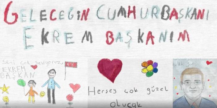 İmamoğlu, çocukların çizdiği resimlerle 23 Nisan'ı kutladı