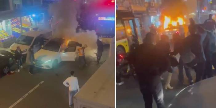 Şampiyonluk kutlamaları: İçerisinde havai fişek patlayan otomobil yandı