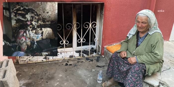 Evi yanan yaşlı kadın gözyaşlarını tutamadı
