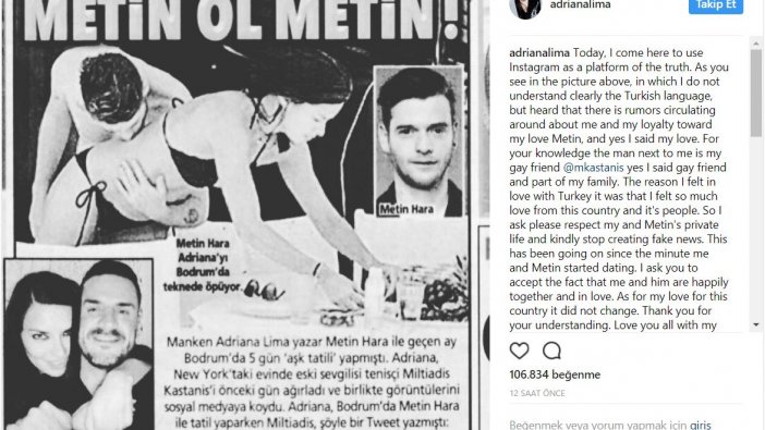 Adriana Lima, "eski sevgilisi Miltiadis Kastanis ile buluştu" haberlerine isyan etti