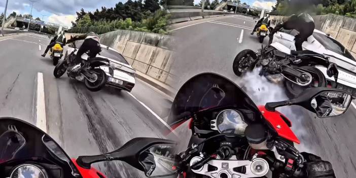 Yolda su birikti, motosikletler çarpıştı: Kask kamerası her şeyi kaydetti