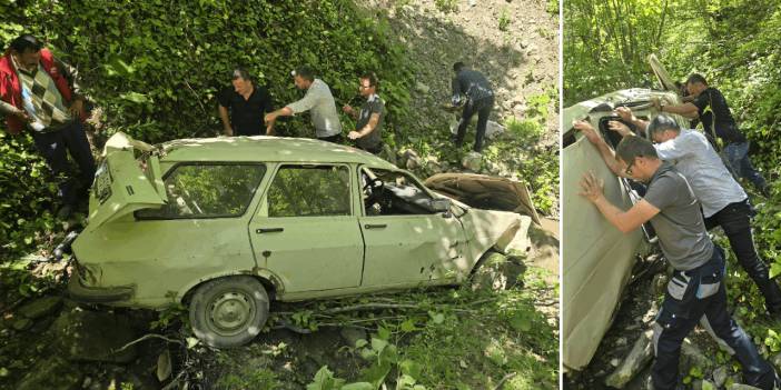 Aileyi taşıyan araç uçuruma yuvarlandı: Belediye Başkanı yardım etti