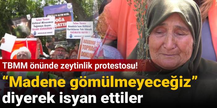 TBMM önünde zeytinlik protestosu! “Madene gömülmeyeceğiz” diyerek isyan ettiler