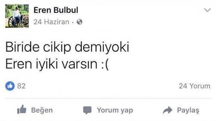 15 yaşındaki şehit Eray Bülbül'ün "Biri de çıkıp demiyor ki Eren iyi ki varsın" mesajı yürekleri dağladı