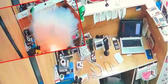 Cep telefonu tamir sırasında patladı: Kameralar saniye saniye kaydetti