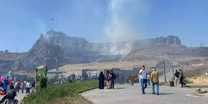 Kars Kalesi eteklerinde ot yangını